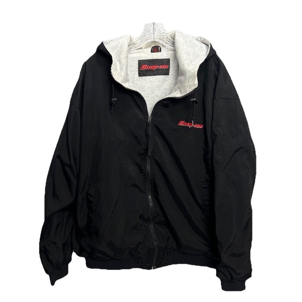 Hooded Snap-On Mens Workwear Jacket Black/Grey Size XL